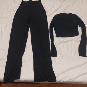 Nasty Gal Better Two-gether Ribbed Crop Top and Pants Set - US Size 6